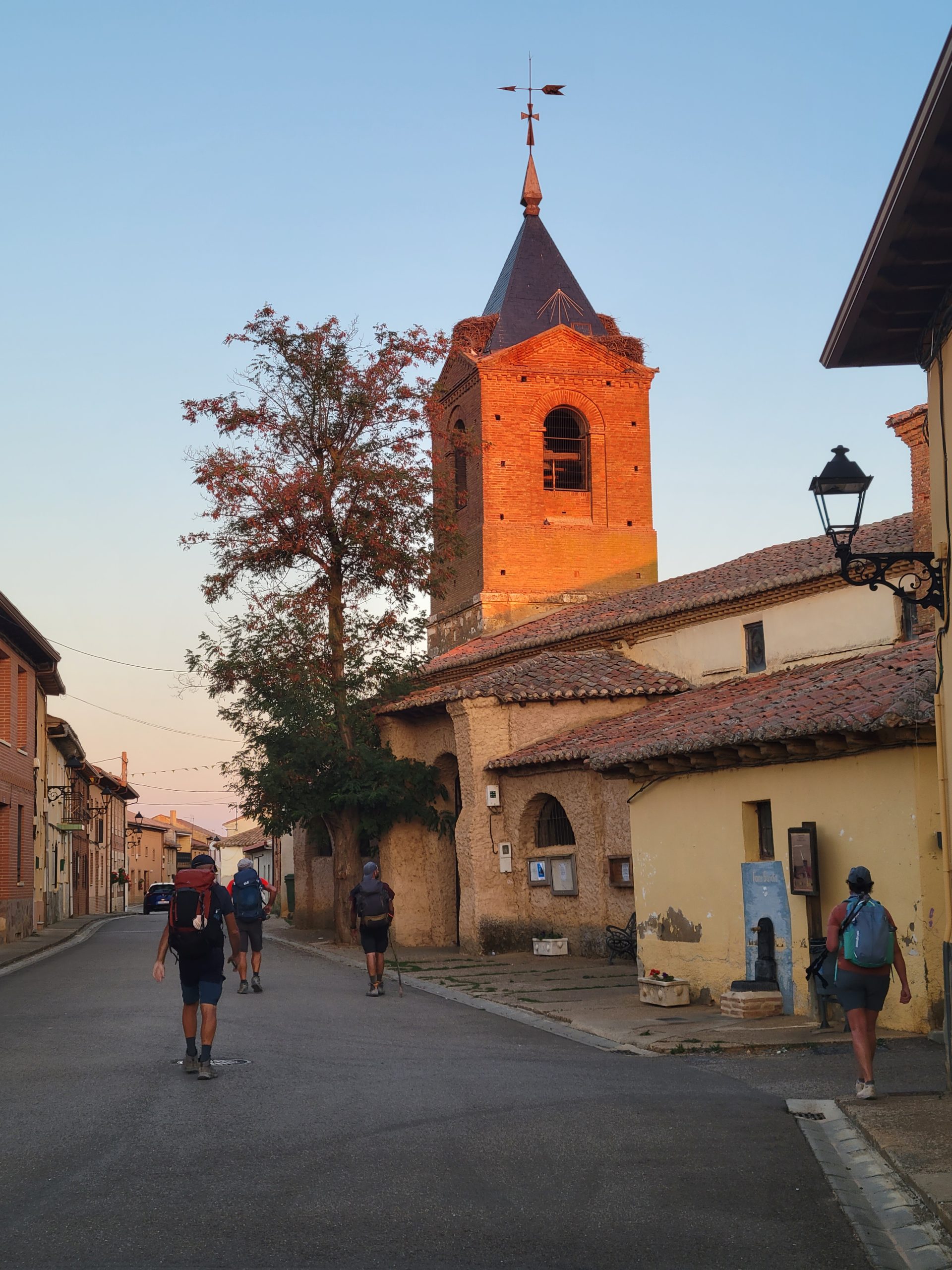 Church bell tower...note 3 large nests!