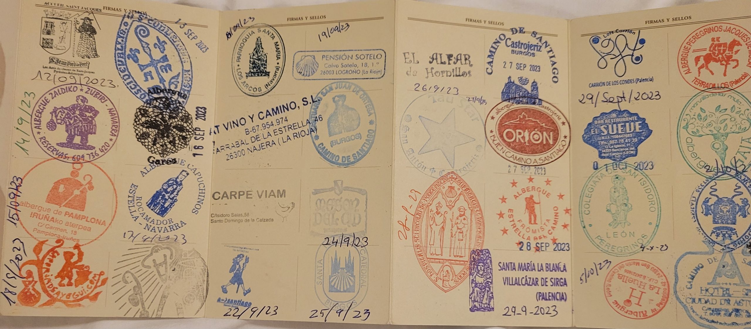 Page 2 of Camino stamps.