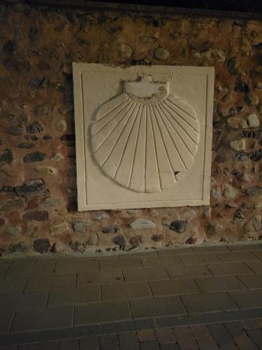 Large shell camino symbol as we leave Belorado