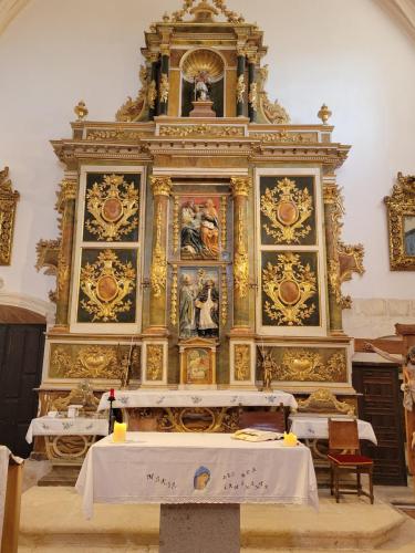 Altar in the pilgrims chapel where we celebrated mass next to the tomb of San Juan de Ortega