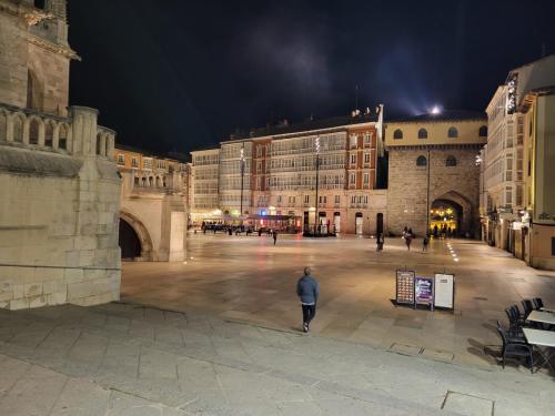 The plaza at night