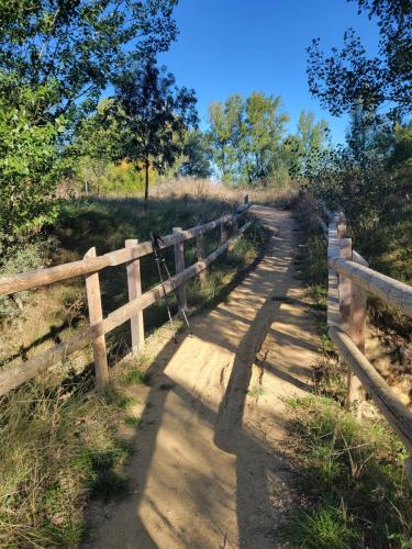 One of three or four narrow wooden bridges we crossed.