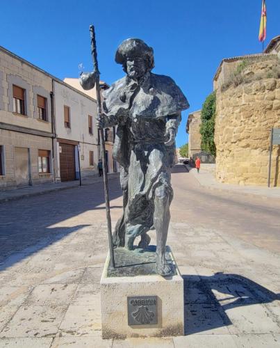 Typical St. James pilgrim in center of Carrion de Los Condes.