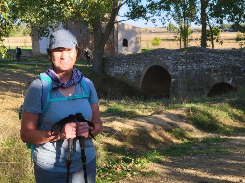 About to cross the river into Sahagun a Ross a 7th century stone bridge.