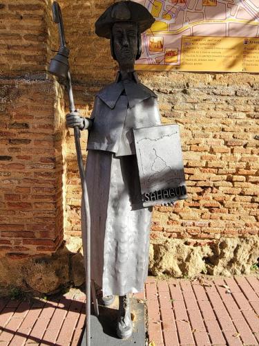 Pilgrim statue in front of the municipal in Sahagun.