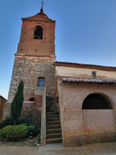 View of the narrow steps to the door.