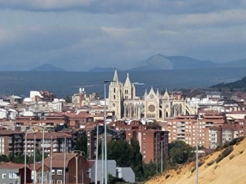 Closer view with mountains in the distance