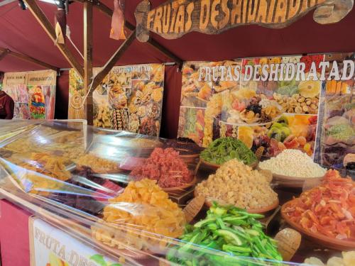 Piles of dehydrated fruits and veggies