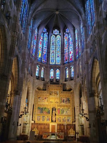 Main Altar and east-facing windows that catch the morning light