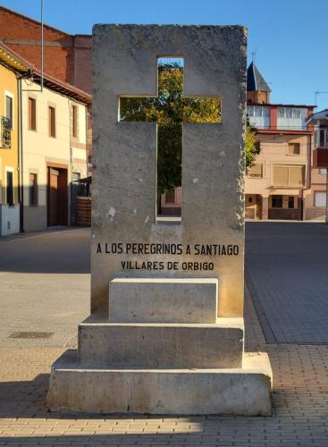 Small monument to pilgrims, by the city