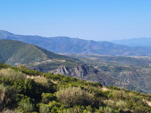 Layers of mountains and hills.