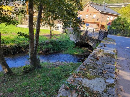 Flowing under an arched stone bridge...one of many!