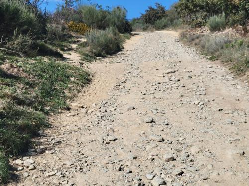 Road covered with loose rocks