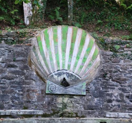 Unusual rest area with this iconic shell fountain.