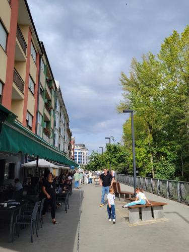 Along the riverfront in Sarria