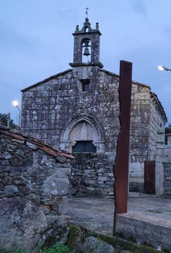 Village church as the day lightens.