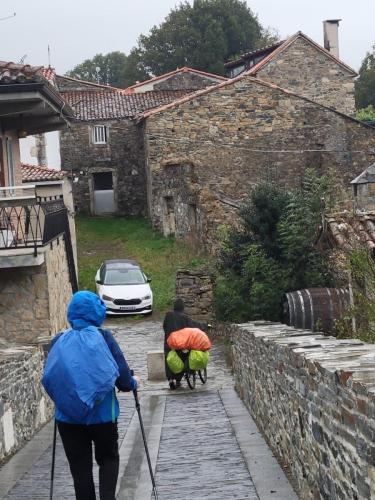 Coming down a bridge into the village.