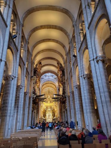 Looking down the nave from the back to the altar.