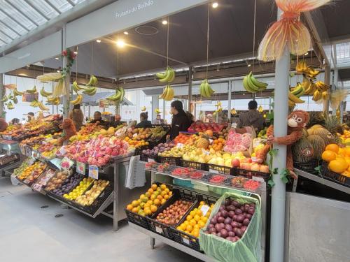 One of many fresh fruit  veggie stalls.