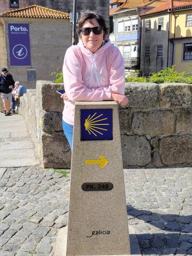 The Camino sign indicating the beginning of.the coastal Portugues route.