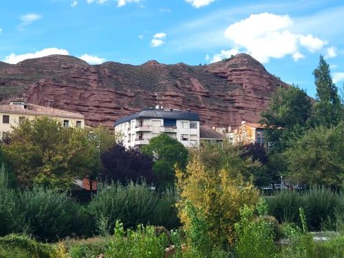 Najera with mountain backdrop